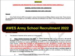 AWES Army School Recruitment 2022 | Notification for more than 8000 posts